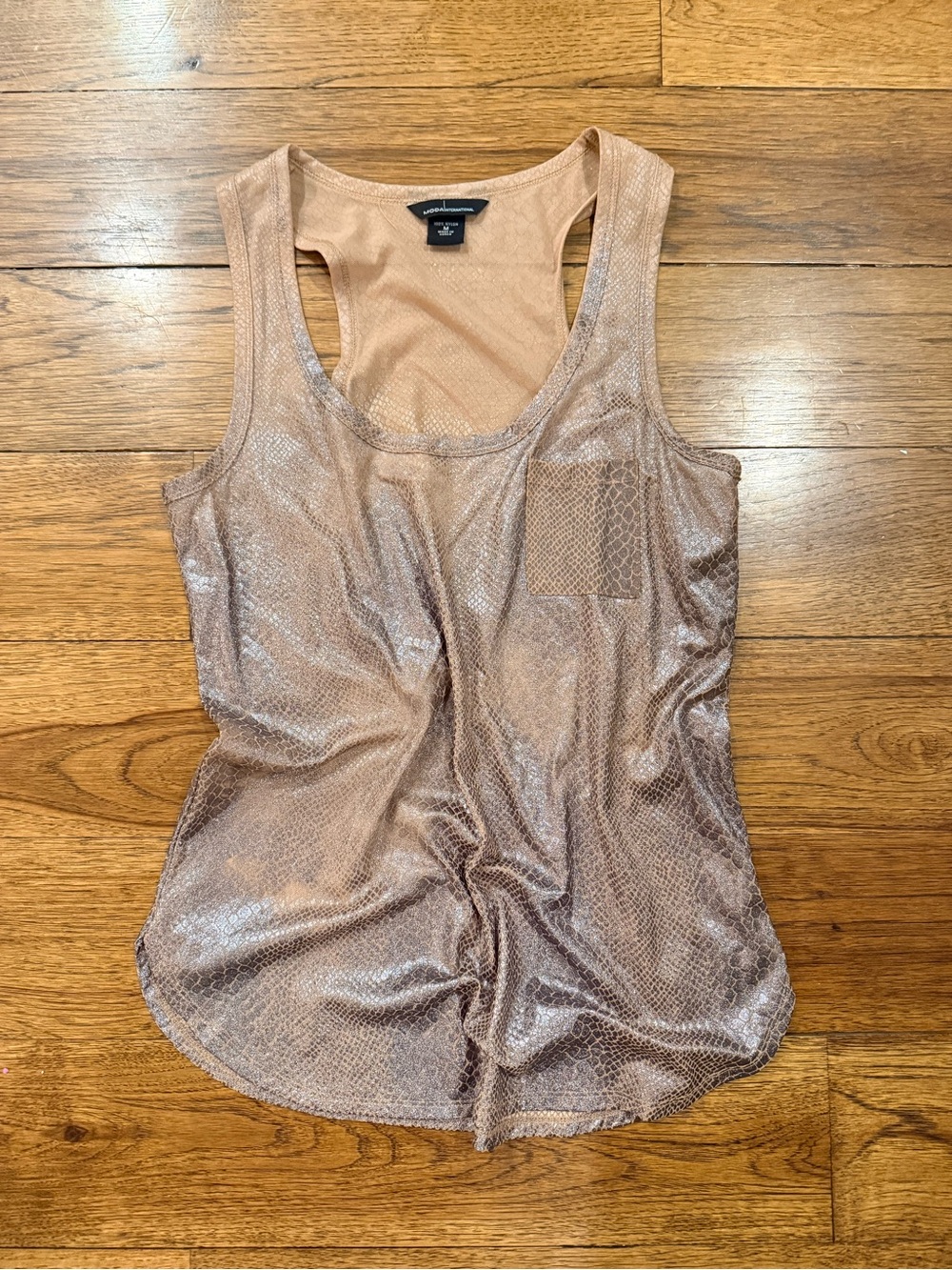 Moda International Metallic Snake Print Scoop Neck Tank Top